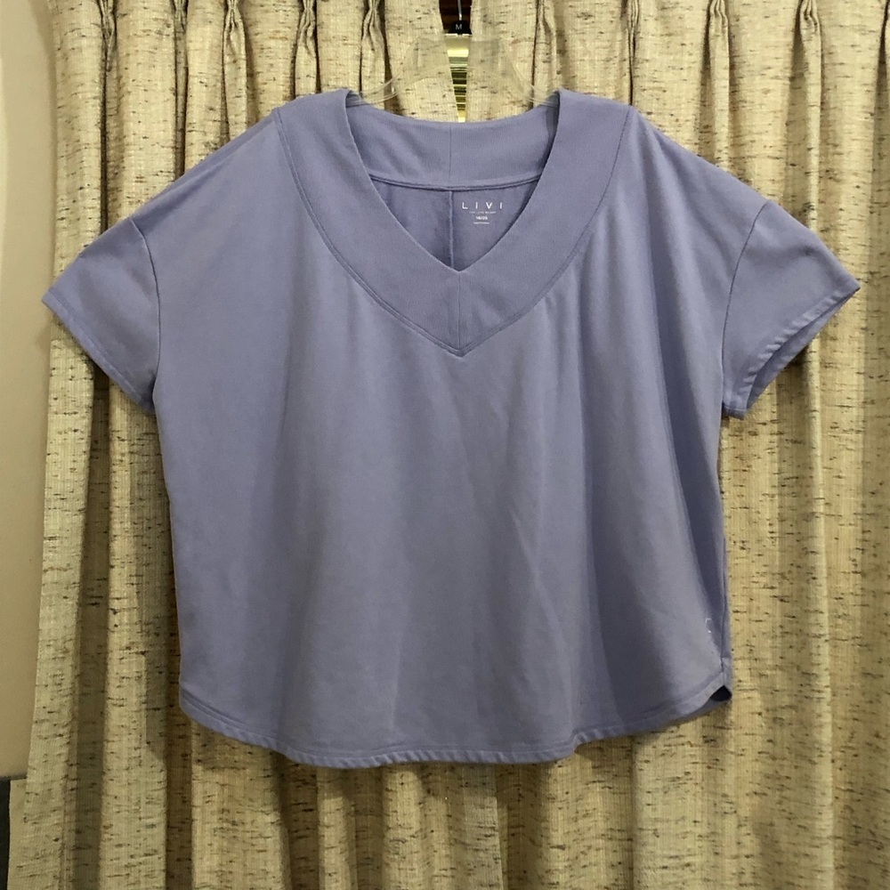 LIVI French Terry V-Neck Short Sleeve Sweatshirt - 18/20